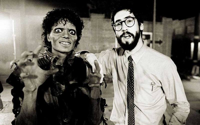 Майкл Джексон и Джон Лэндис на съемках клипа "Триллер", 1983 год