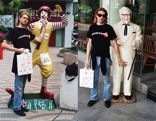 Курт Кобейн с Рональдом Макдональдом и Полковником Сандерсом, Сингапур, 1992 год