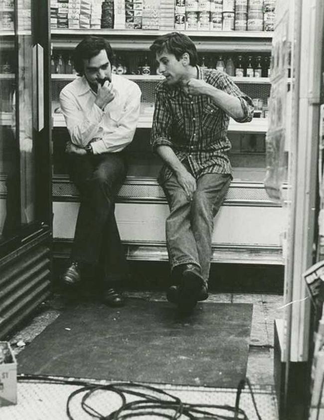 Мартин Скорсезе и Роберт Де Ниро на съемках фильма "Таксист", 1975 год