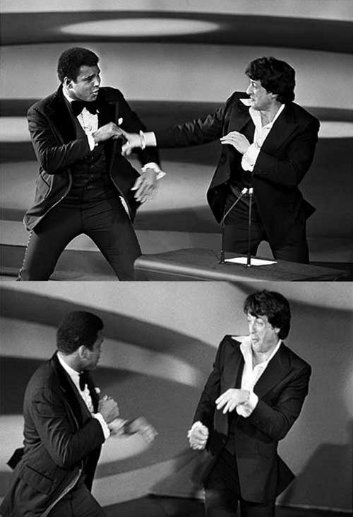 Мухаммед Али и Сильвестр Сталлоне на вручении премии "Оскар", 1977 год