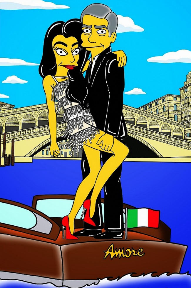 Свадьба Джорджа Клуни и Амаль Аламуддин в стиле Симпсонов