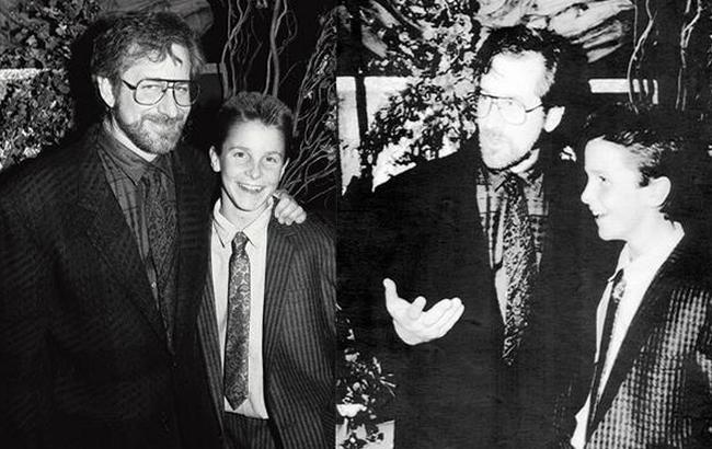 Стивен Спилберг и Кристиан Бэйл на премьере фильма "Империя Солнца", 1987 год