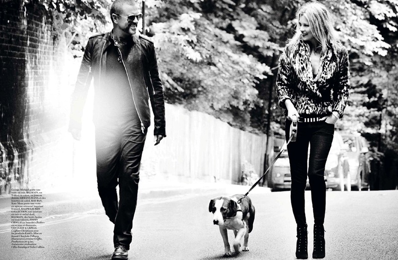 Кейт Мосс и Джордж Майкл в фотосессии Марио Тестино для журнала Vogue Paris