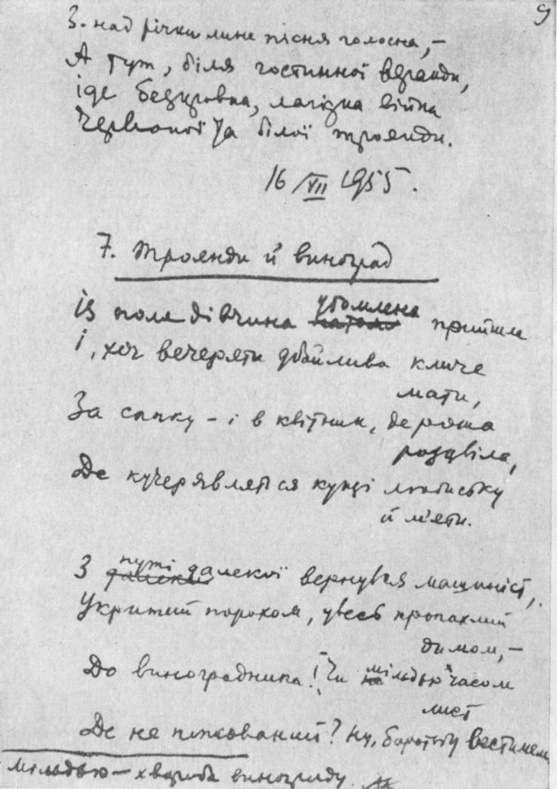 Почерк Максима Рыльского