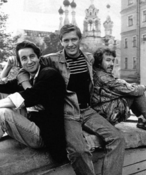 Леонид Ярмольник, Александр Абдулов и Андрей Макаревич, 1987 год
