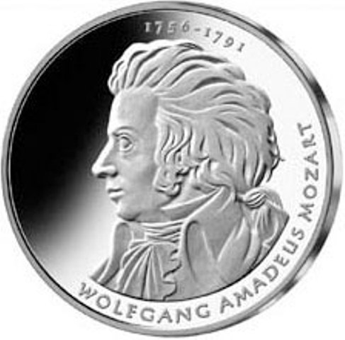 Вольфганг Амадей Моцарт на монетах и почтовых марках