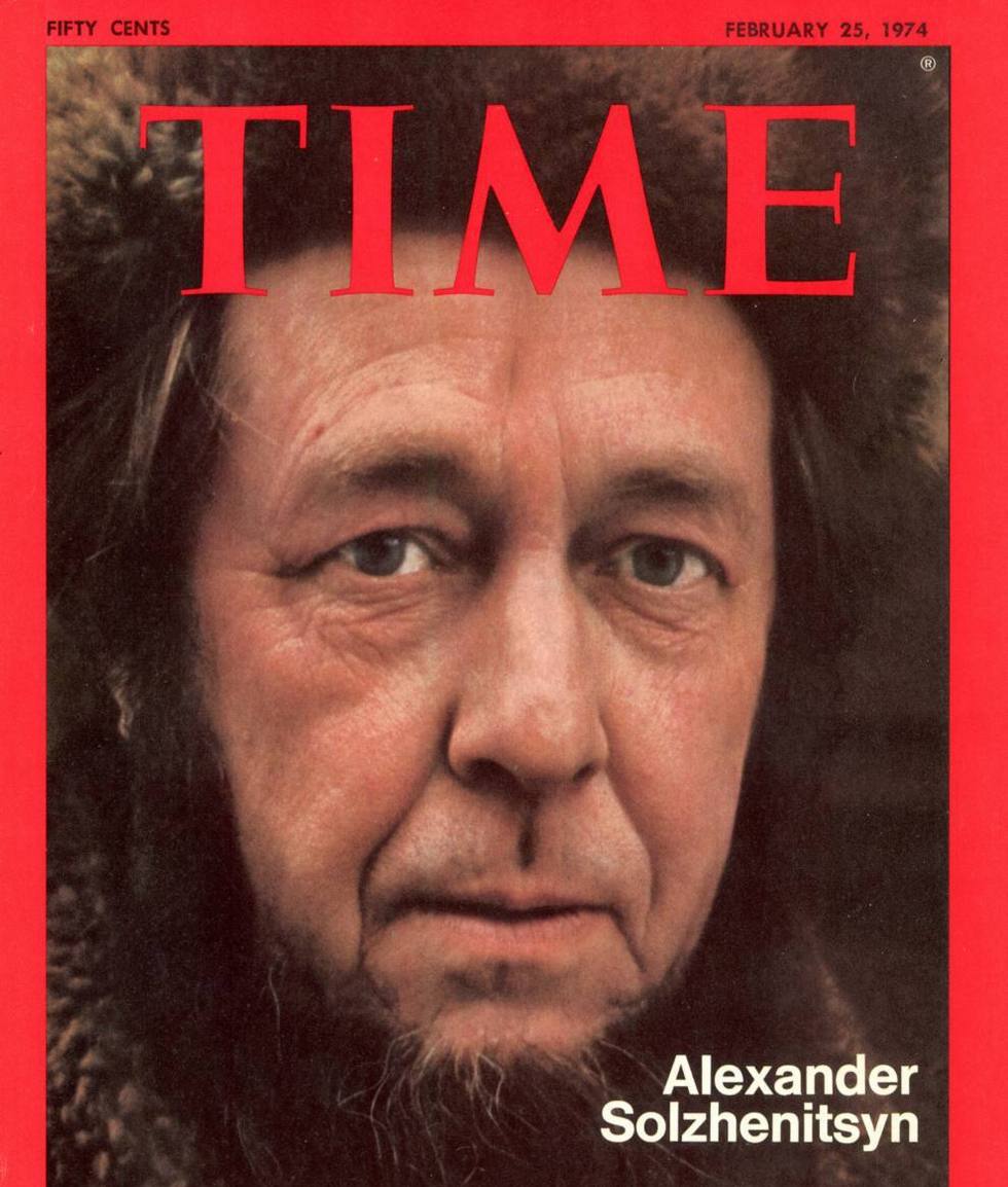 Обвиненный в государственной измене Александр Солженицын на обложке журнала "Time", февраль 1974 года