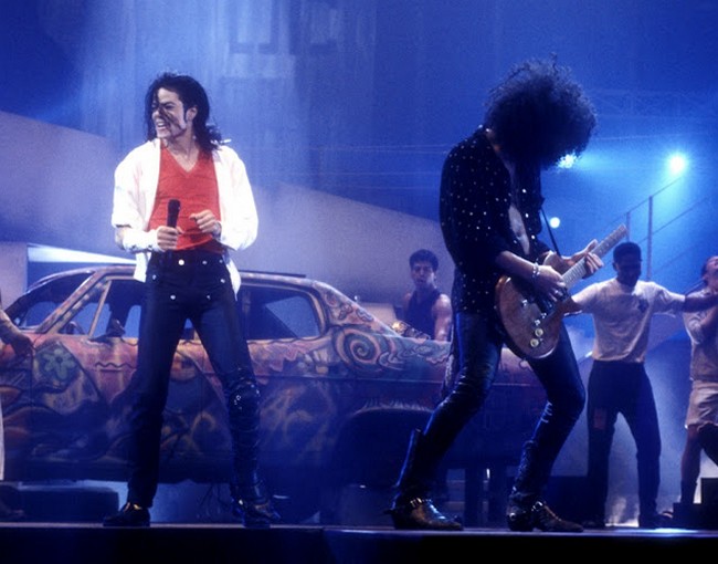 Майкл Джексон и Slash на праздновании 10-й годовщины MTV, 27 ноября 1991 года