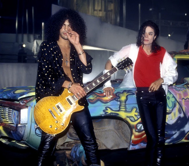 Майкл Джексон и Slash на праздновании 10-й годовщины MTV, 27 ноября 1991 года