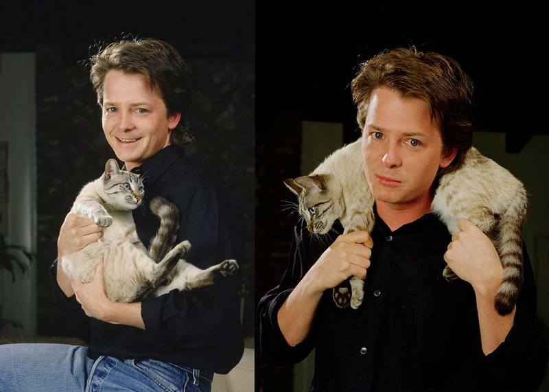 Майкл Дж. Фокс со своим котом, 1988 год