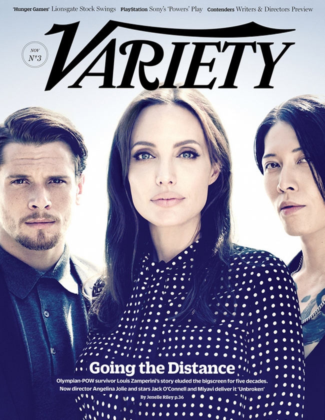Анджелина Джоли с актерами фильма «Несломленный» для Variety, ноябрь 2014