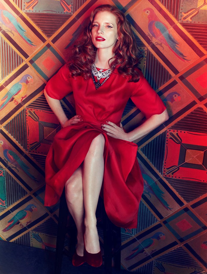Джессика Честейн в фотосессии для весеннего выпуска Vogue Italia
