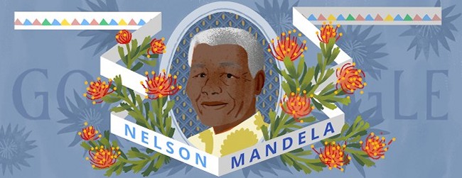 Нельсон Мандела на праздничном логотипе Google
