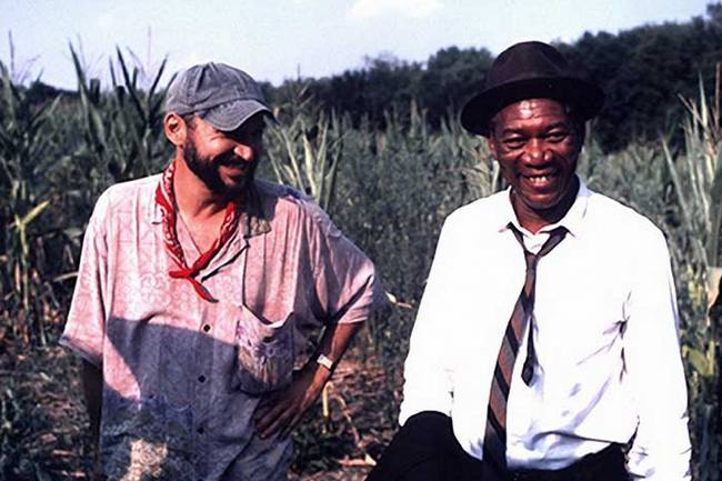 Морган Фриман и Фрэнк Дарабонт на съемках фильма "Побег из Шоушенка", 1993 год