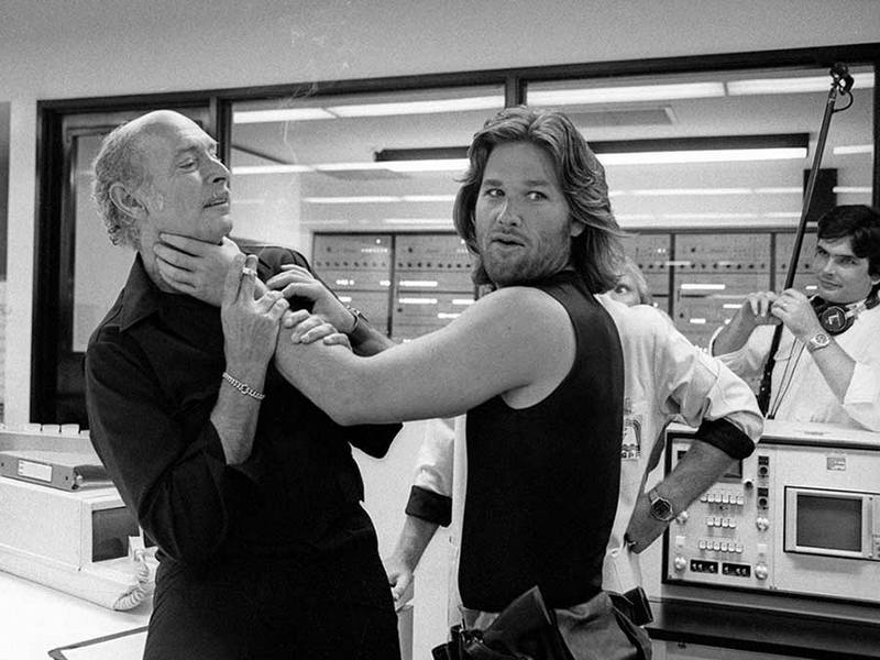 Ли Ван Клиф и Курт Рассел на съемках фильма "Побег из Нью-Йорка", 1980 год