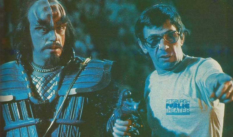 Кристофер Ллойд и Леонард Нимой на съемках фильма "Звездный путь 3: В поисках Спока", 1983 год