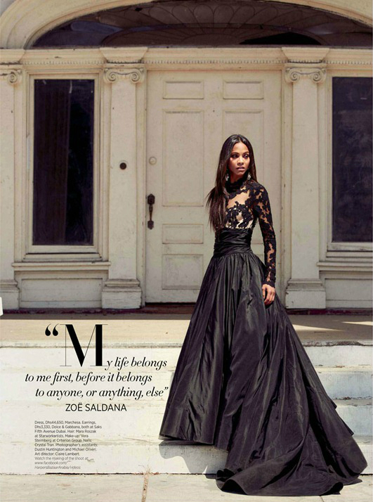 Зои Салдана на страницах Harper's Bazaar Arabia