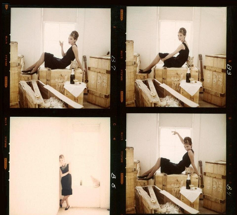 Одри Хепберн на съемках фильма "Завтрак у Тиффани", 1961 год