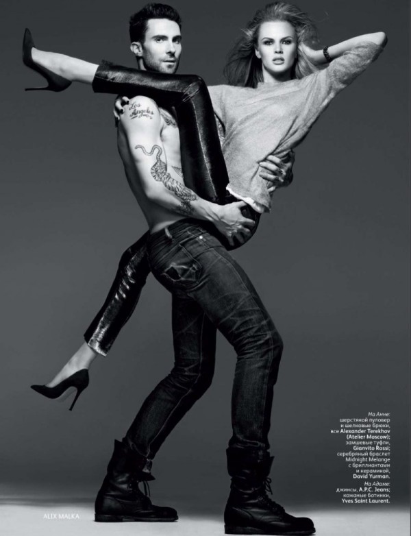 Анна Вьялицына и Адам Левин в фотосессии для «Vogue»