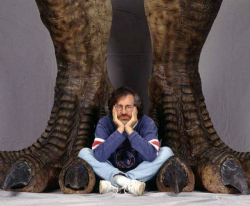Стивен Спилберг во время съемок фильма "Парк Юрского периода", 1992 год