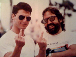 Том Круз и Дон Симпсон на съемках фильма "Лучший стрелок", 1985 год