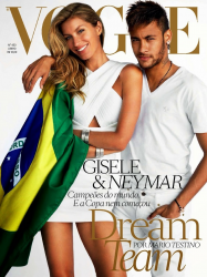 Неймар и Жизель Бундхен в фотосессии Марио Тестино для журнала Vogue Brazil, июнь 2014